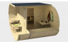 Sauna chalet bois Oval avec terrasse et vestibule bois massif 42 mm