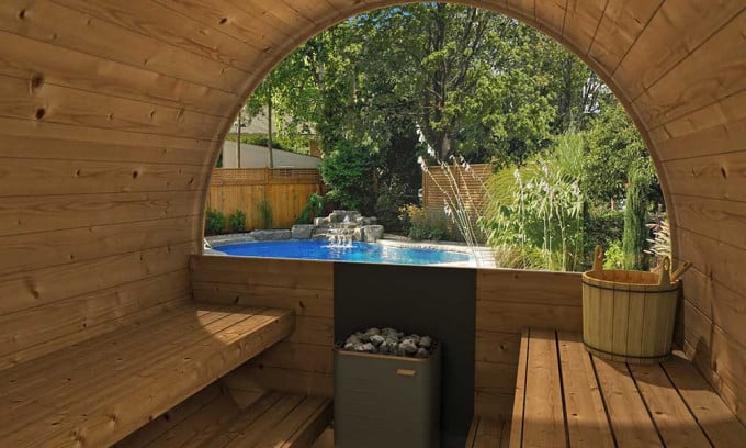 Mur demi-vitré pour tonneau sauna