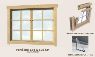 Fenêtre supplémentaire double 134x105 abri 70mm