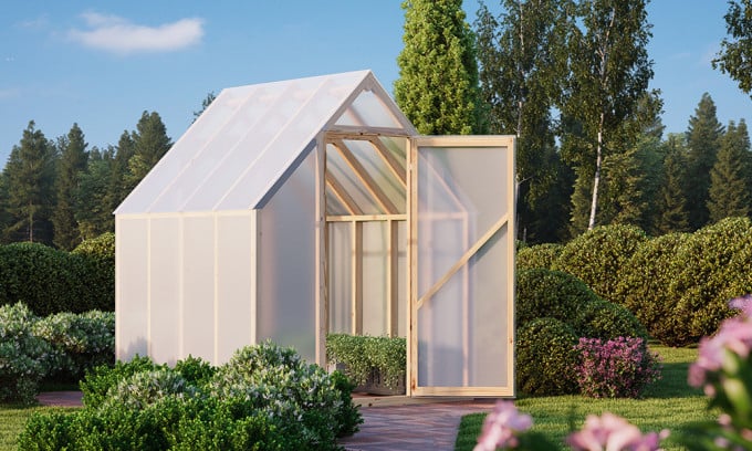 Greenhouse Factory Serre de Jardin Polycarbonate Drop 2x2 Mètres Cadre de Acier Galvanisé avec Panneaux Transparent 4mm Diverses Modèles et Tailles 