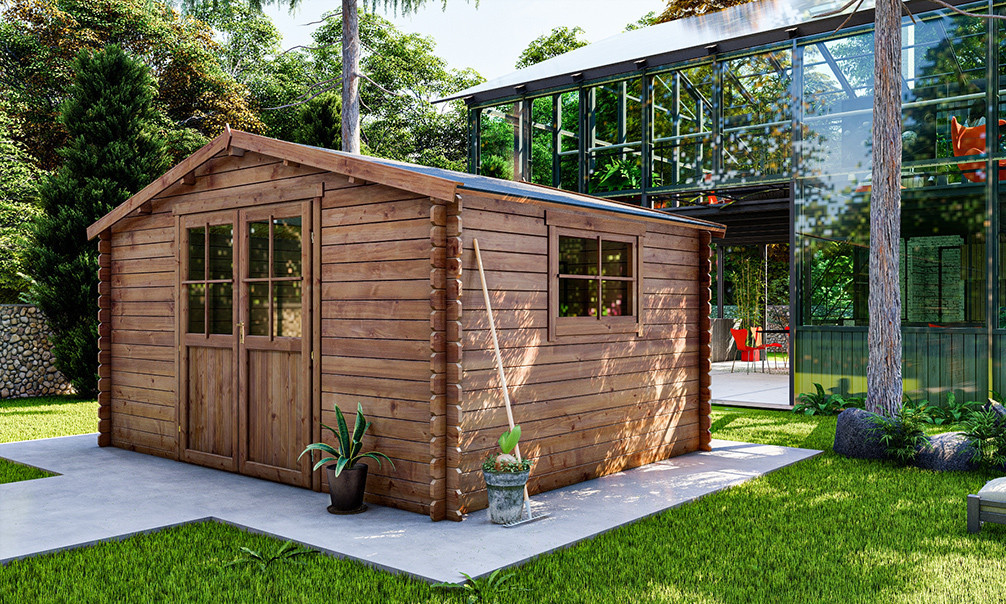 Abri de jardin bois HANKO toit plat 9 m² - OOGarden