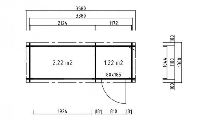Plan au sol abri bûches autoclave avec abri fermé Gladstone - 4.44m2 intérieur