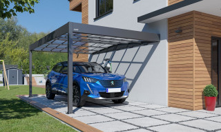 Carport adossable - Toit monopente - Libeccio Wall - Aluminium