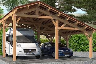 Carport bois Douglas 2 pentes symétriques