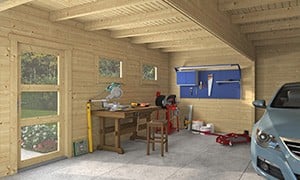 Atelier dans garage bois toit plat